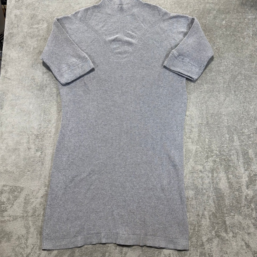 Banana Republic Gray Ribbed Mock Neck‎ 3/4 Sleeve Sweater Dress XL Work Office